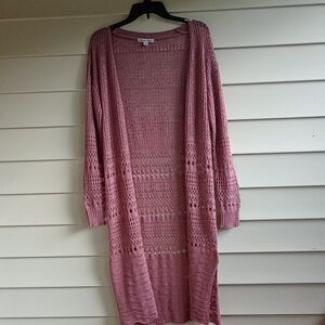 Moral‎ Fiber Mauve Open-Knit Cardigan